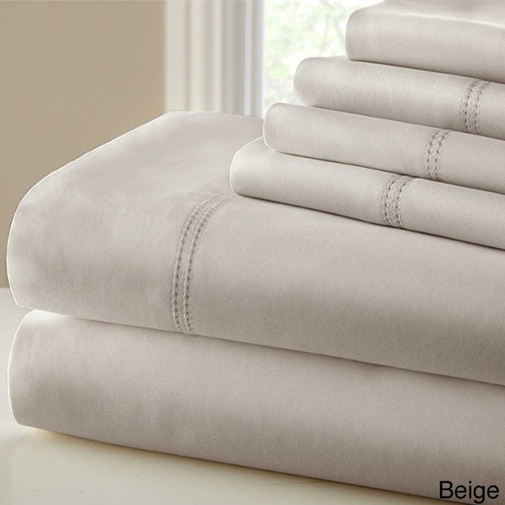 TAUPE NEW PCT FINE LINENS 1000 Thread Count QUEEN PLEATED HEM Sheet Set Color 