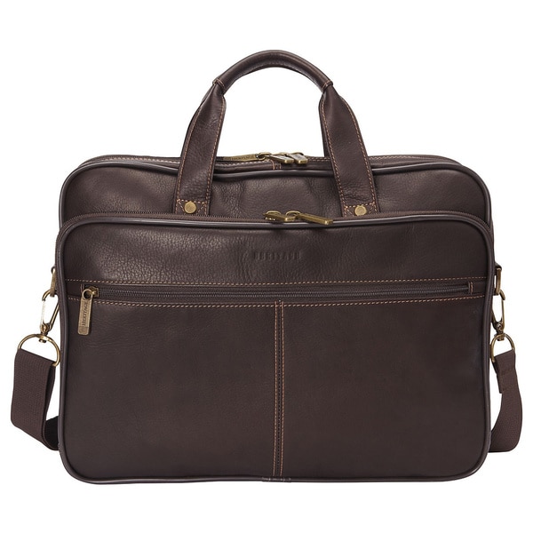 Heritage Travelware Full Grain Colombian Leather Double Compartment 15.4-inch Laptop Business Briefcase