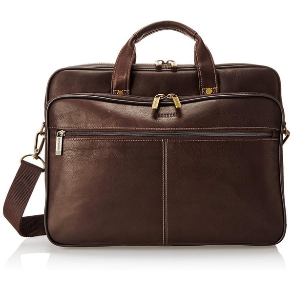 Heritage Travelware Full Grain Colombian Leather Double Compartment 15.6-inch Laptop Business Briefcase