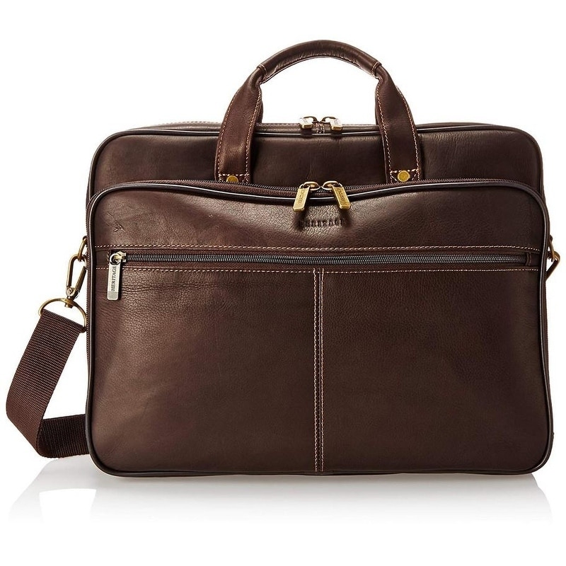 Heritage Colombian Leather Double Gusset 15.4 inch Laptop Briefcase