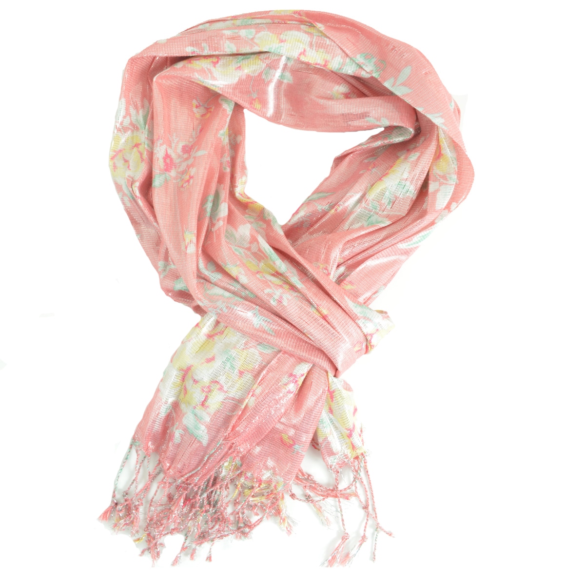 La 77 Womens Shimmer Floral Printed Scarf