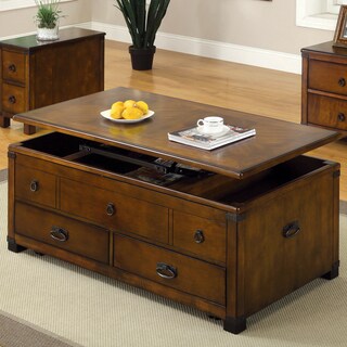 Shop Furniture of America Olsen Antique Oak Lift Top ...