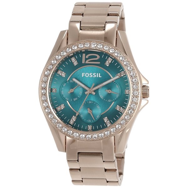 Fossil Women's ES3385 'Riley' Turquoise Dial Rose Goldtone Watch