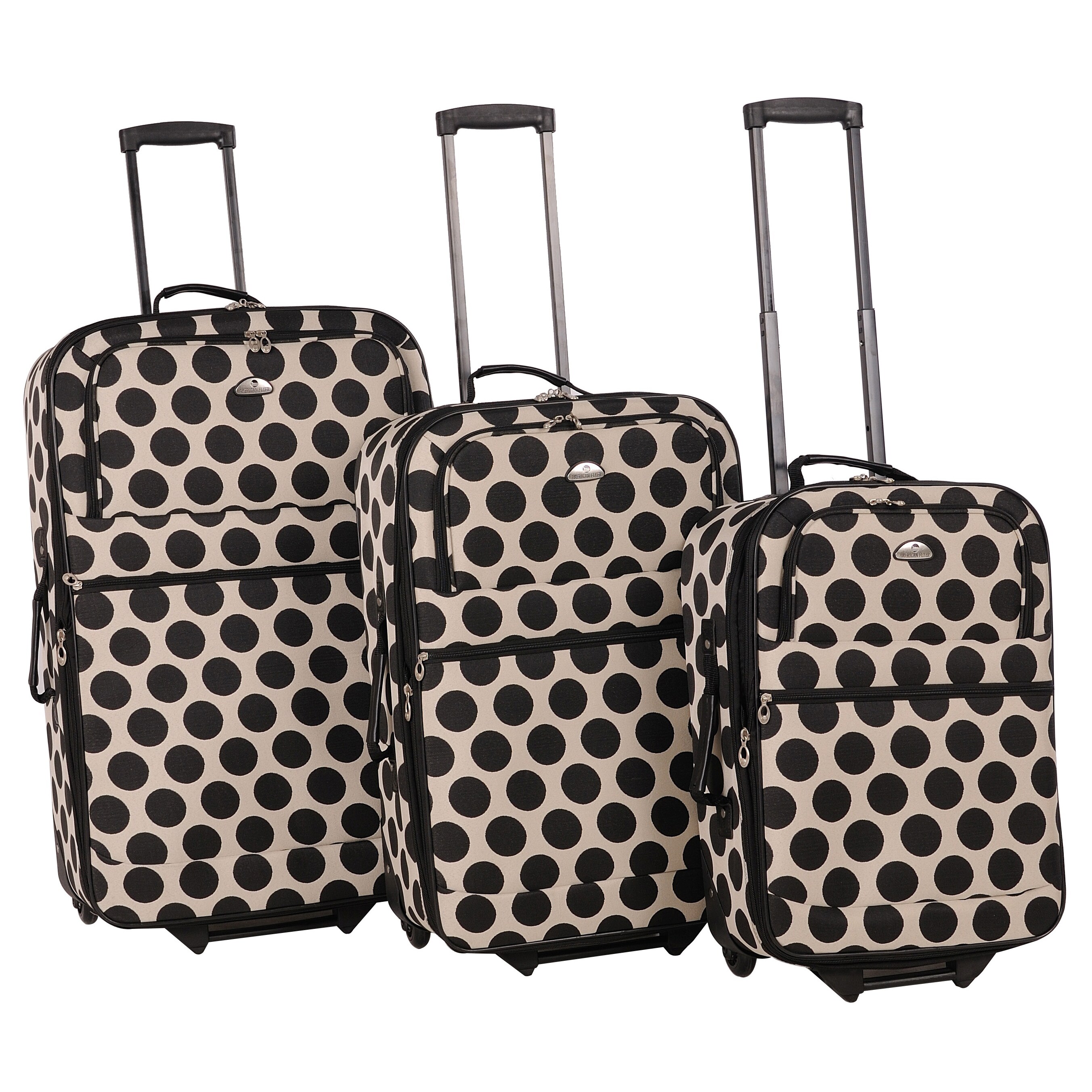 American Flyer Panda Collection 3 piece Polka dots Luggage Set