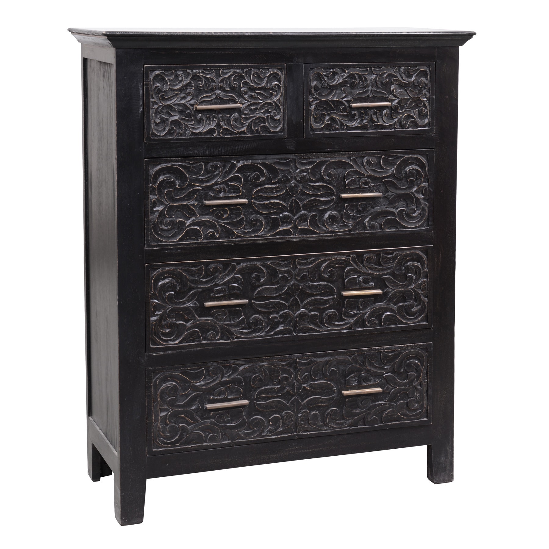 Bogut Black Vintage Inspired 5 drawer Dresser