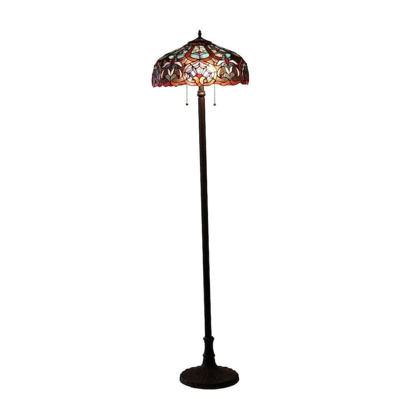 Tiffany Style Victorian Design 2-light Dark Bronze Floor Lamp