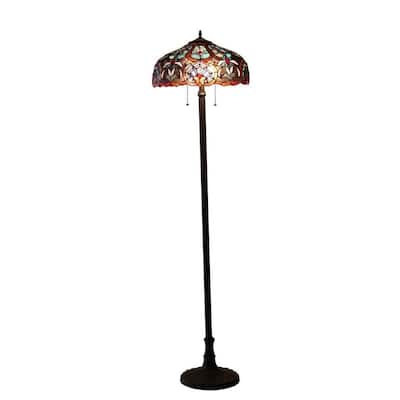Tiffany Style Victorian Design 2-light Dark Bronze Floor Lamp
