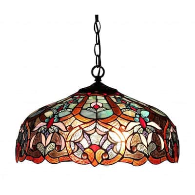 Tiffany Style Victorian Design 2-light Dark Antique Bronze Pendant