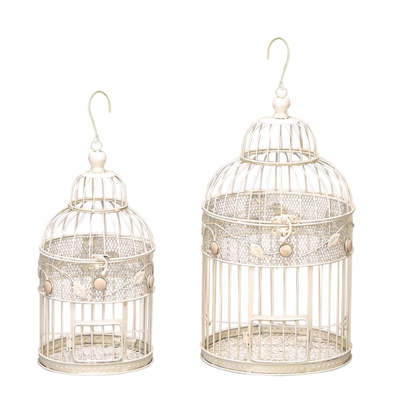 Off White Decorative Metal Bird Cages Set Of 2 Free Off White Decorative Metal Bird Cages Set Of 2