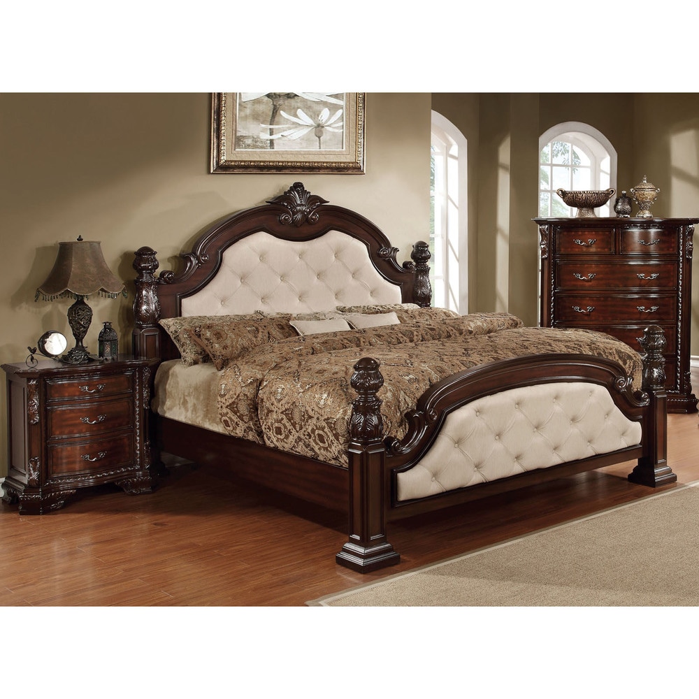 Furniture of america bow transitional cherry four poster deals bed