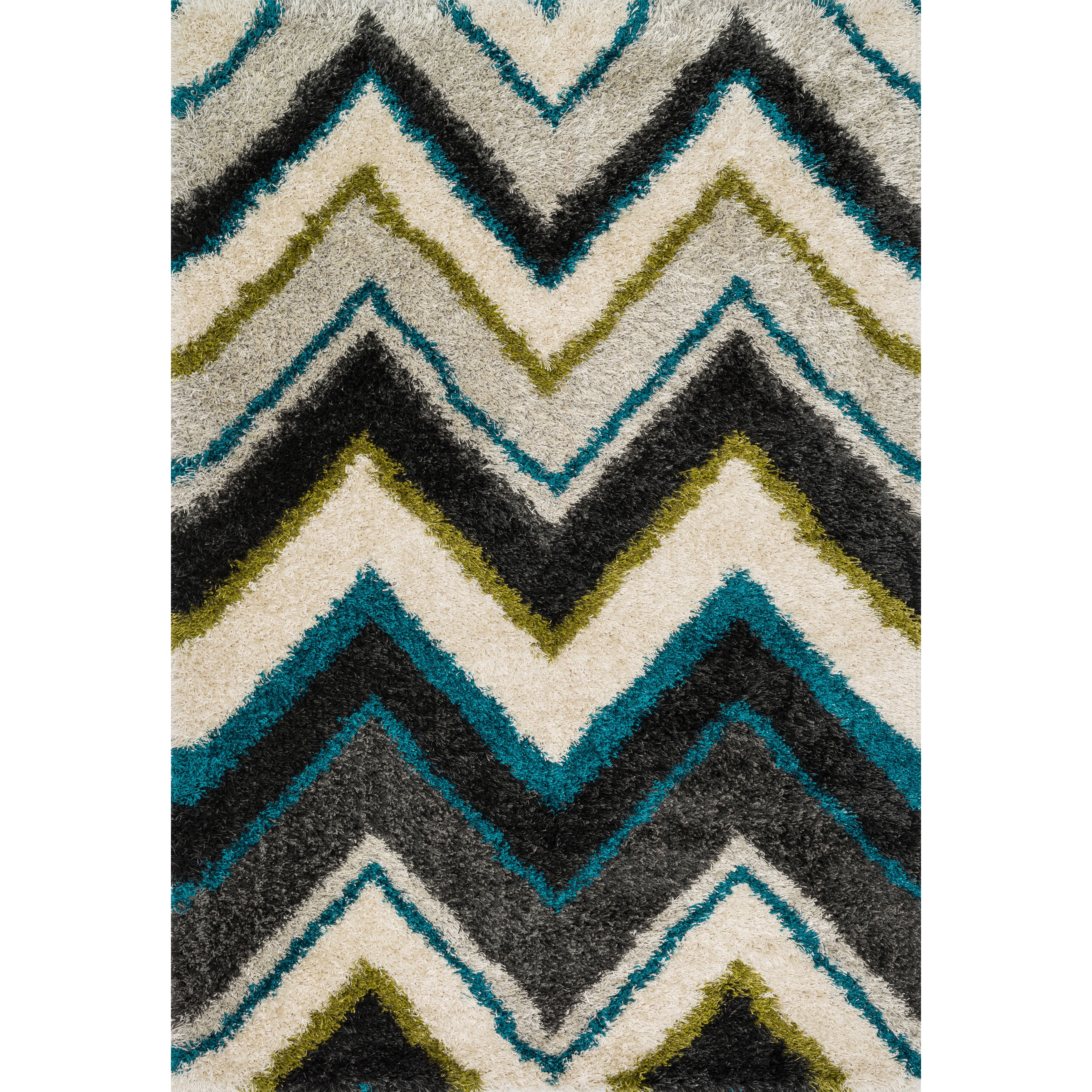 Stella Grey/ Multi Chevron Shag Rug (77 X 105)