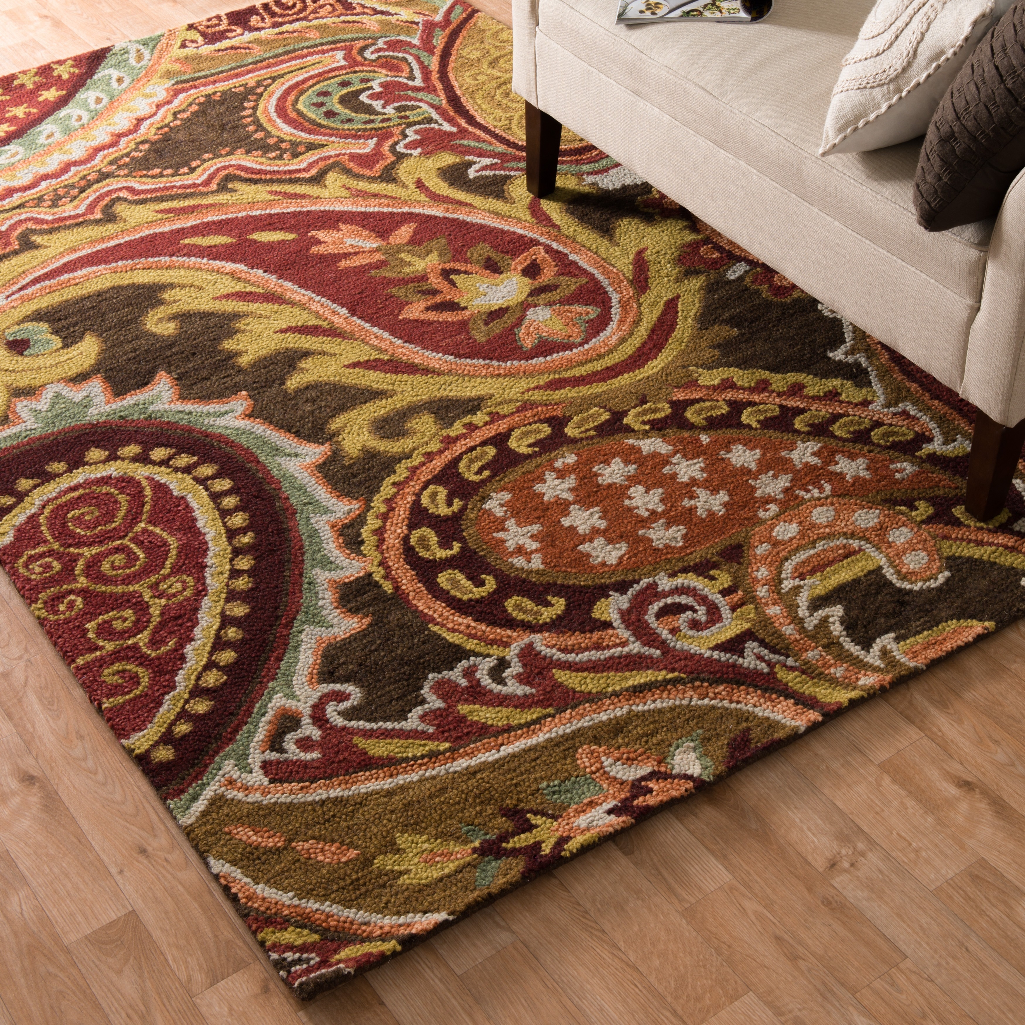 Hand hooked Tessa Brown/ Multi Rug (36 X 56)