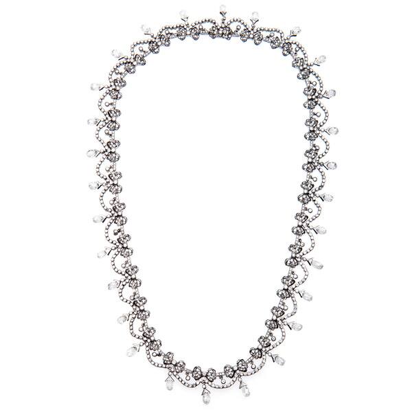 slide 1 of 8, Pre-owned 18k White Gold 20ct TDW Fine Edwardian Diamond Necklace (I-J, SI1-SI2)