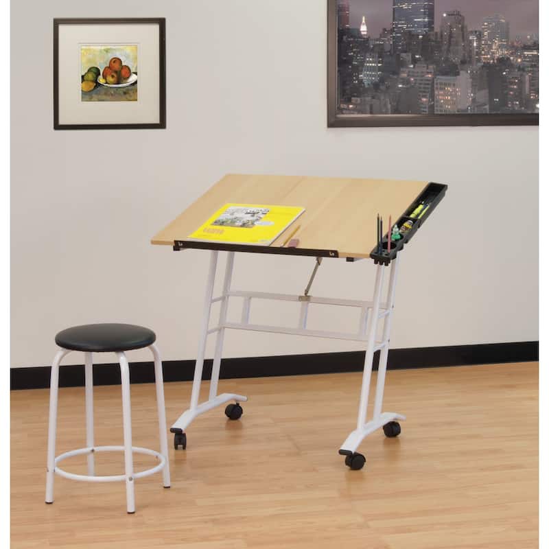 Studio Designs Rolling Drafting and Hobby Craft Center with Stool