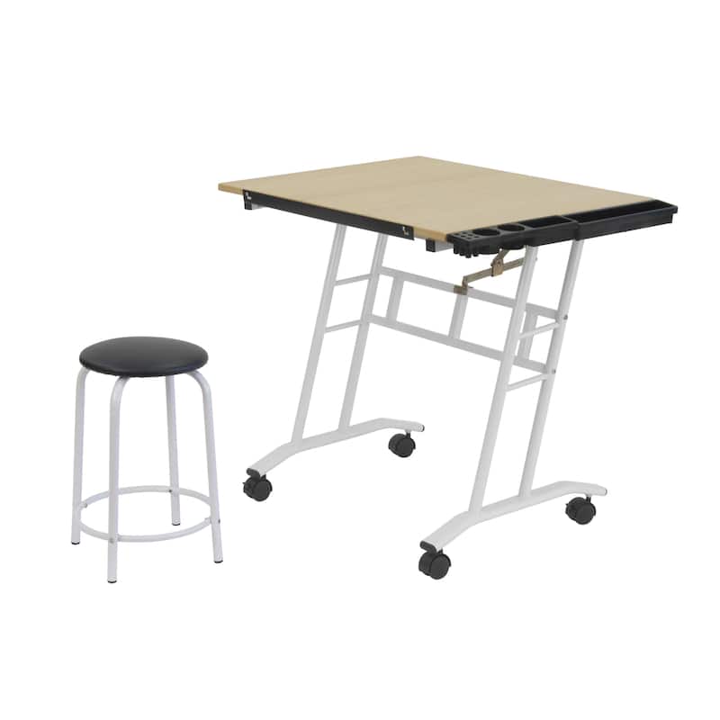 Studio Designs Rolling Drafting and Hobby Craft Center with Stool