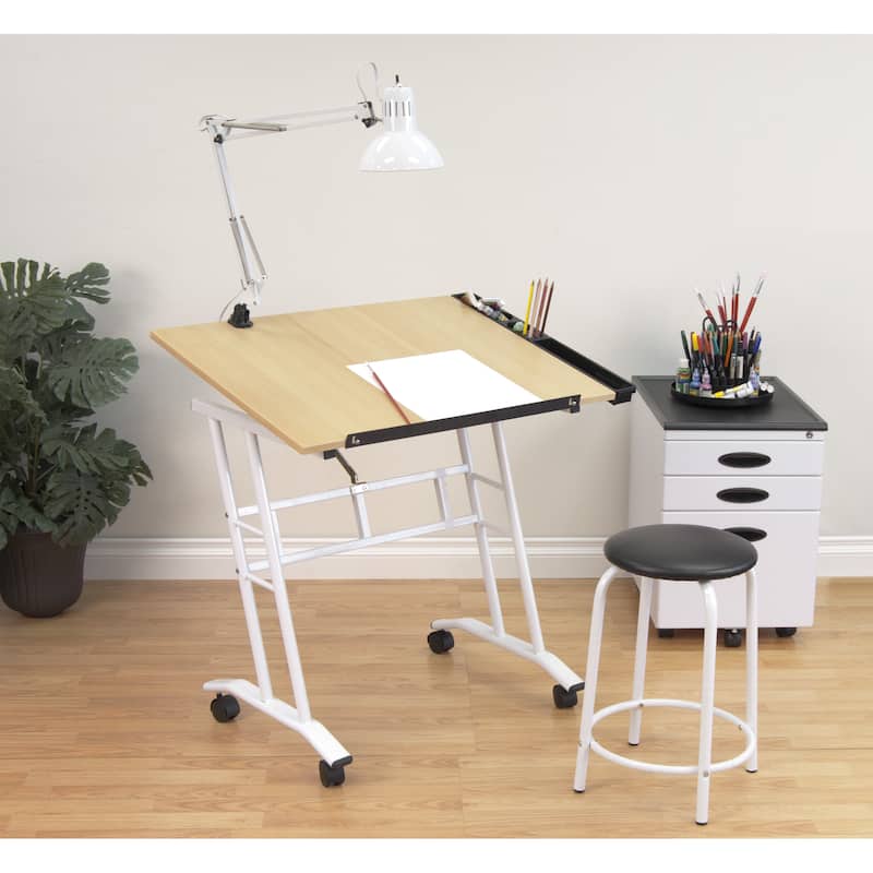 Studio Designs Rolling Drafting and Hobby Craft Center with Stool