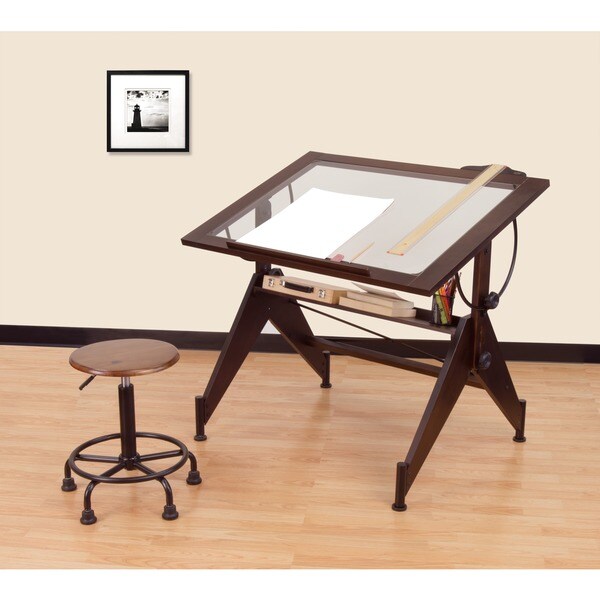 glass drafting table with light