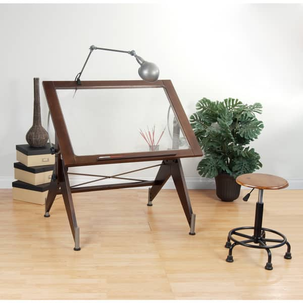 Shop Studio Designs Aries Glass Top Drafting Table Free Shipping