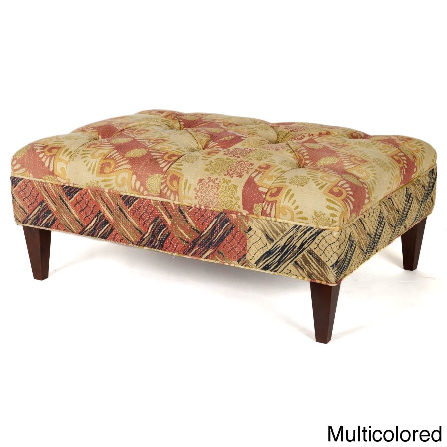 Vintage Kantha Tufted Rectangle Ottoman