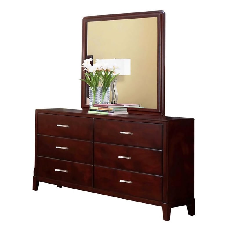 Soho Merlot Dresser With Glass Mirror