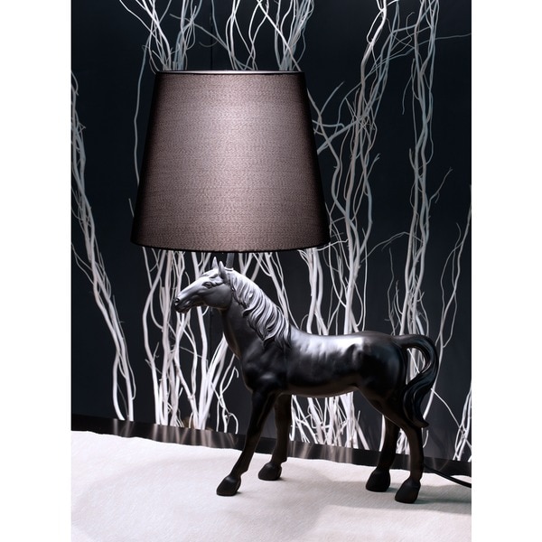 Coppola Black Polyresin Horse Table Lamp