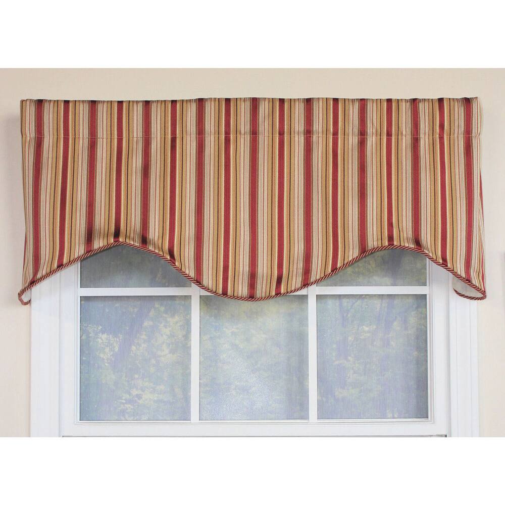 Tuxedo Stripe Red Window Valance