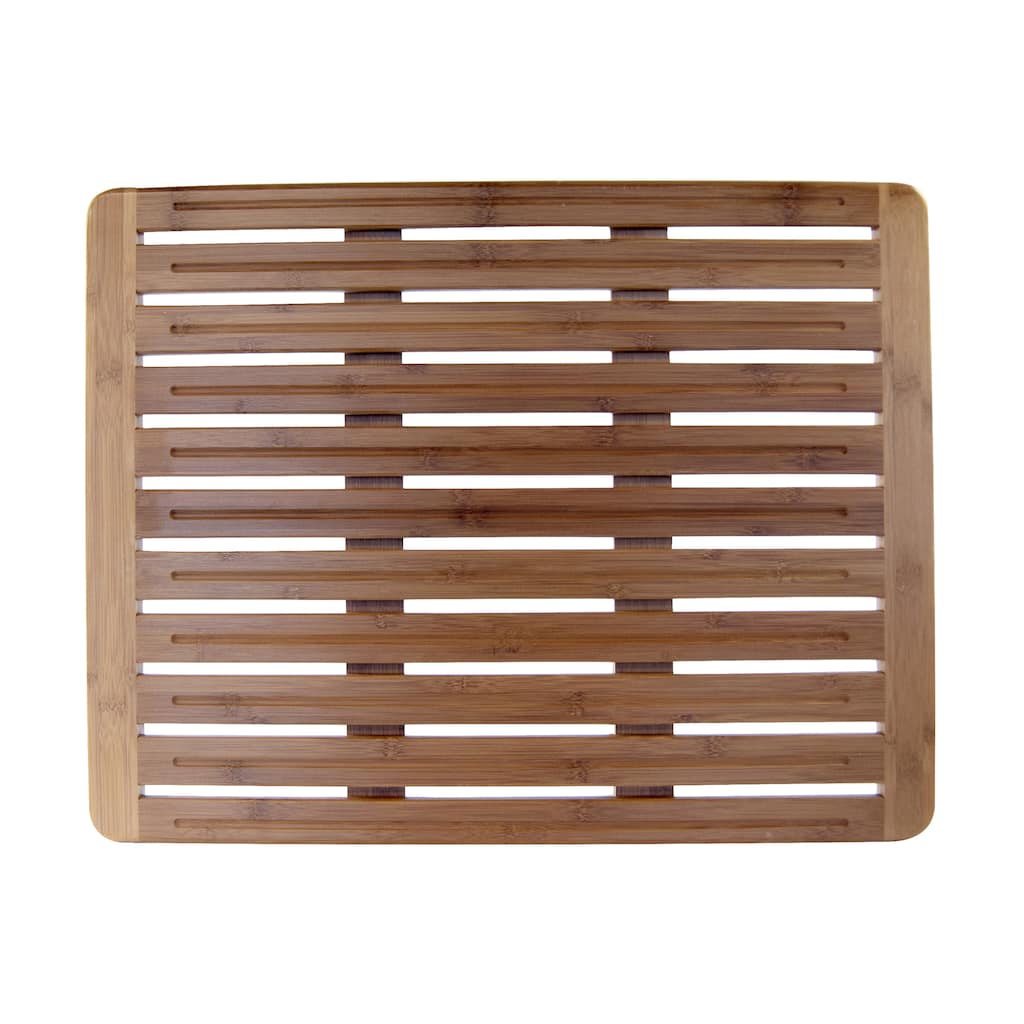 Natural Bamboo 20 x 26 Wood Nonskid Bath Mat