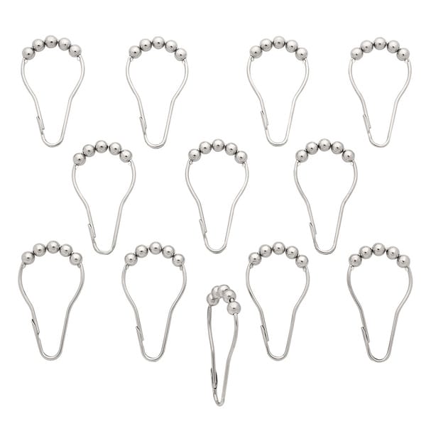 Metal Shower Curtain Roller Hooks (Set of 12)