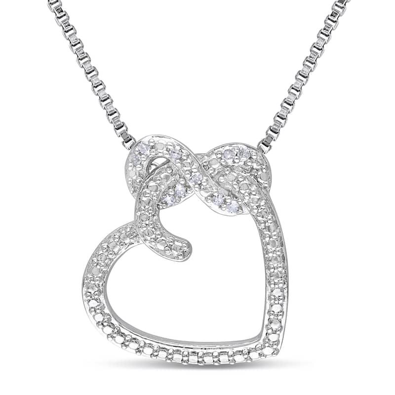 Miadora Sterling Silver and Diamond Accent Infinity Heart Necklace