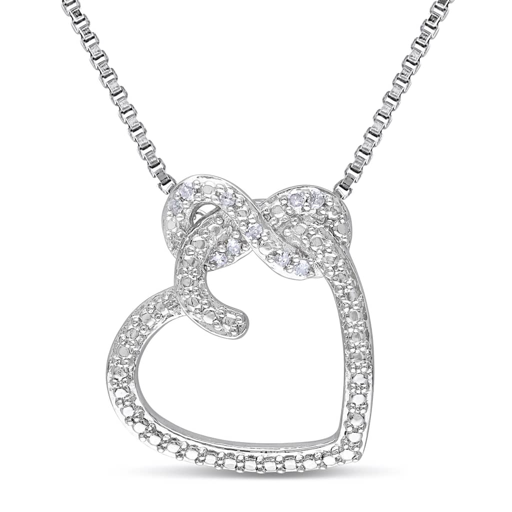Miadora Sterling Silver and Diamond Accent Infinity Heart Necklace
