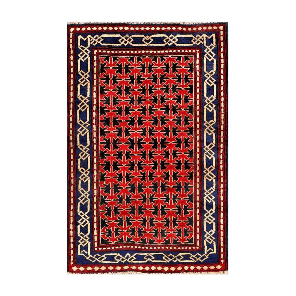 Herat Oriental Afghan Hand-knotted 1950s Semi-antique Tribal Balouchi Wool Rug (2'9 x 4'4) - 2'9 x 4'4