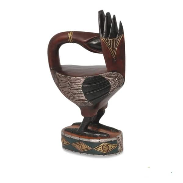 Handmade Ashanti Sankofa Bird Sese Wood Sculpture (Ghana) - 14.25