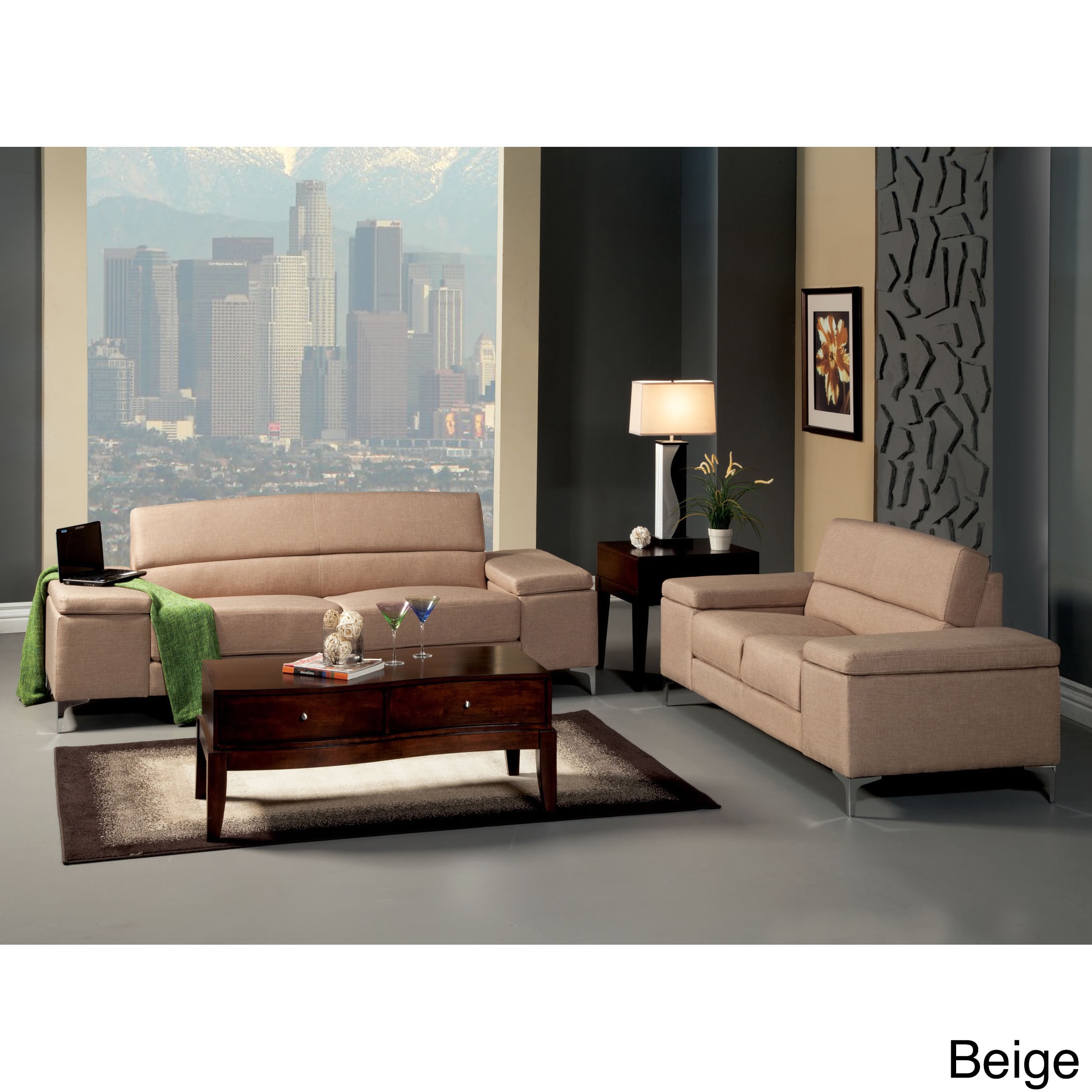 Furniture Of America Fujisum 2 piece Modern Linen Sofa Set