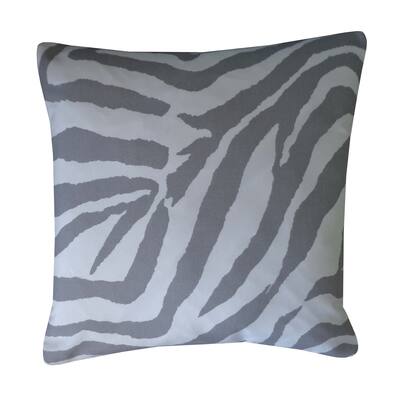 Jiti Grey Zebra Animal Print Modern Sunbrella Outdoor Pillow - 20 x 20 - 20 x 20