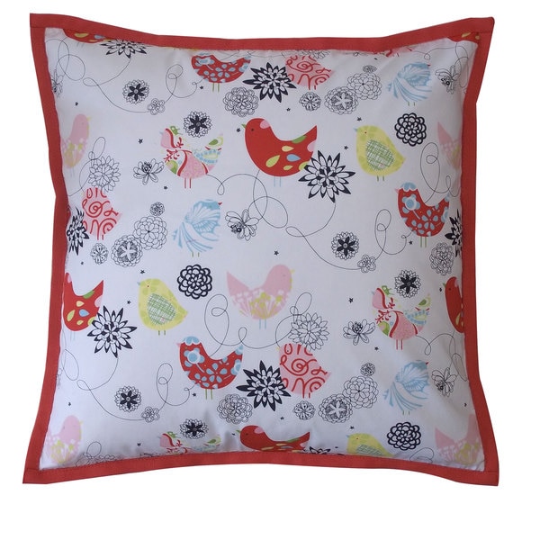 Handmade Songbird Orange Kids Animal Print Pillow - 20" x 20"
