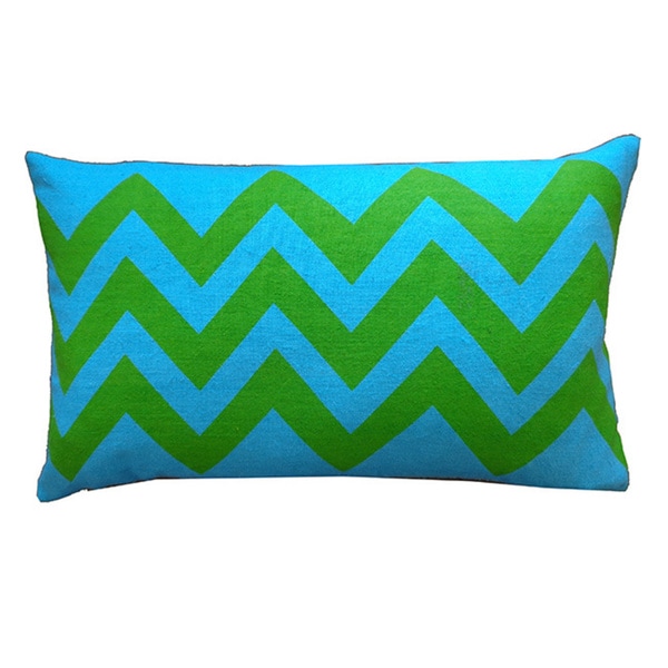 Handmade Tip Turquoise Kids Chevron Pillow - 12" x 20"