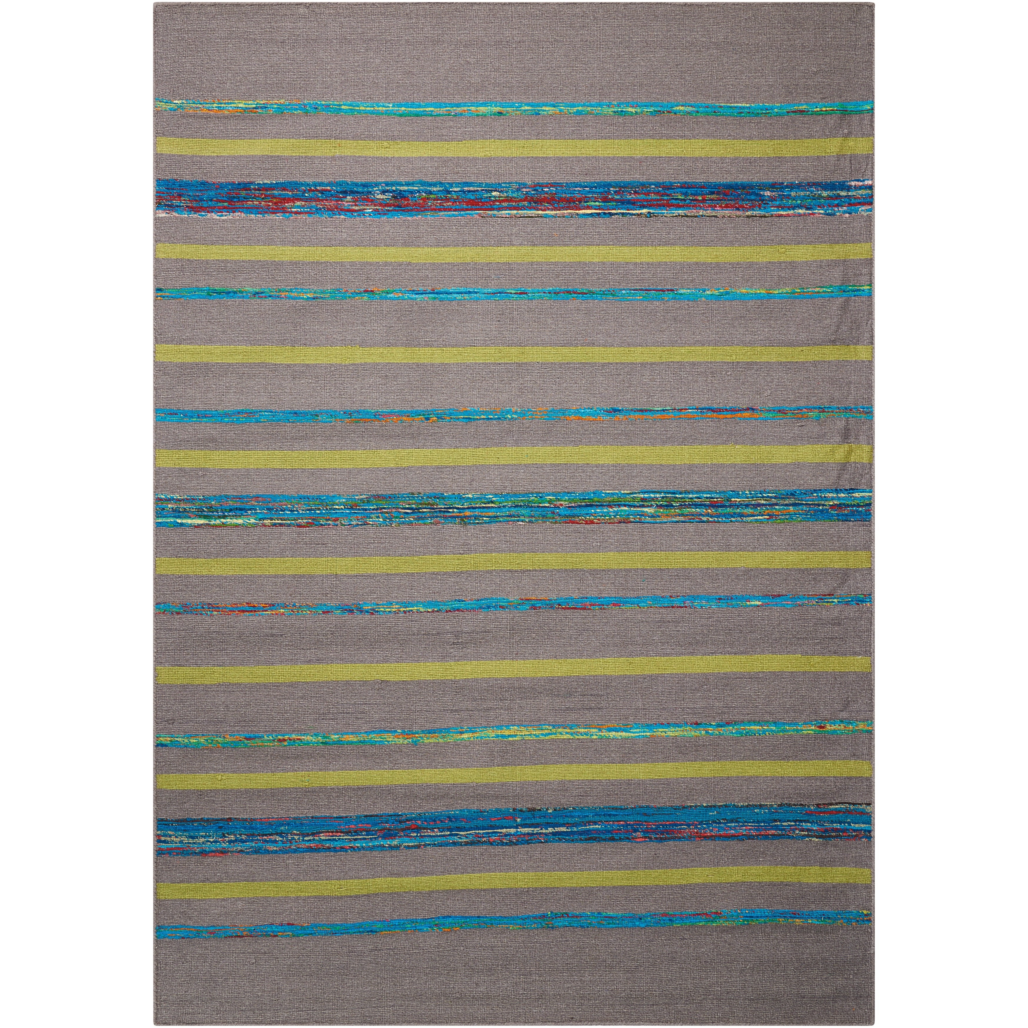 Nourison Spectrum Grey Turquoise Stripe Rug (8 X 106)