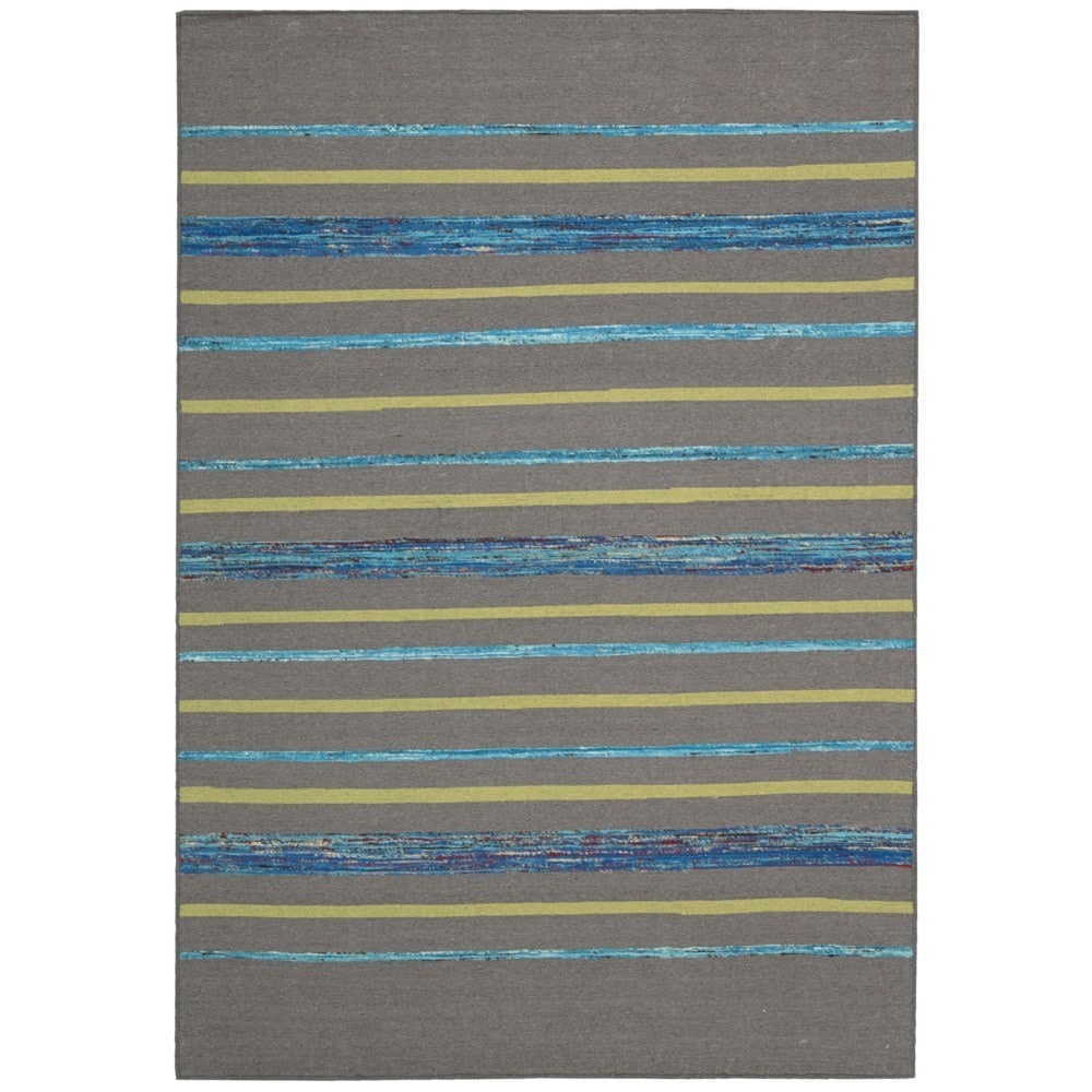 Nourison Spectrum Grey Turquoise Stripe Rug (26 X 4)