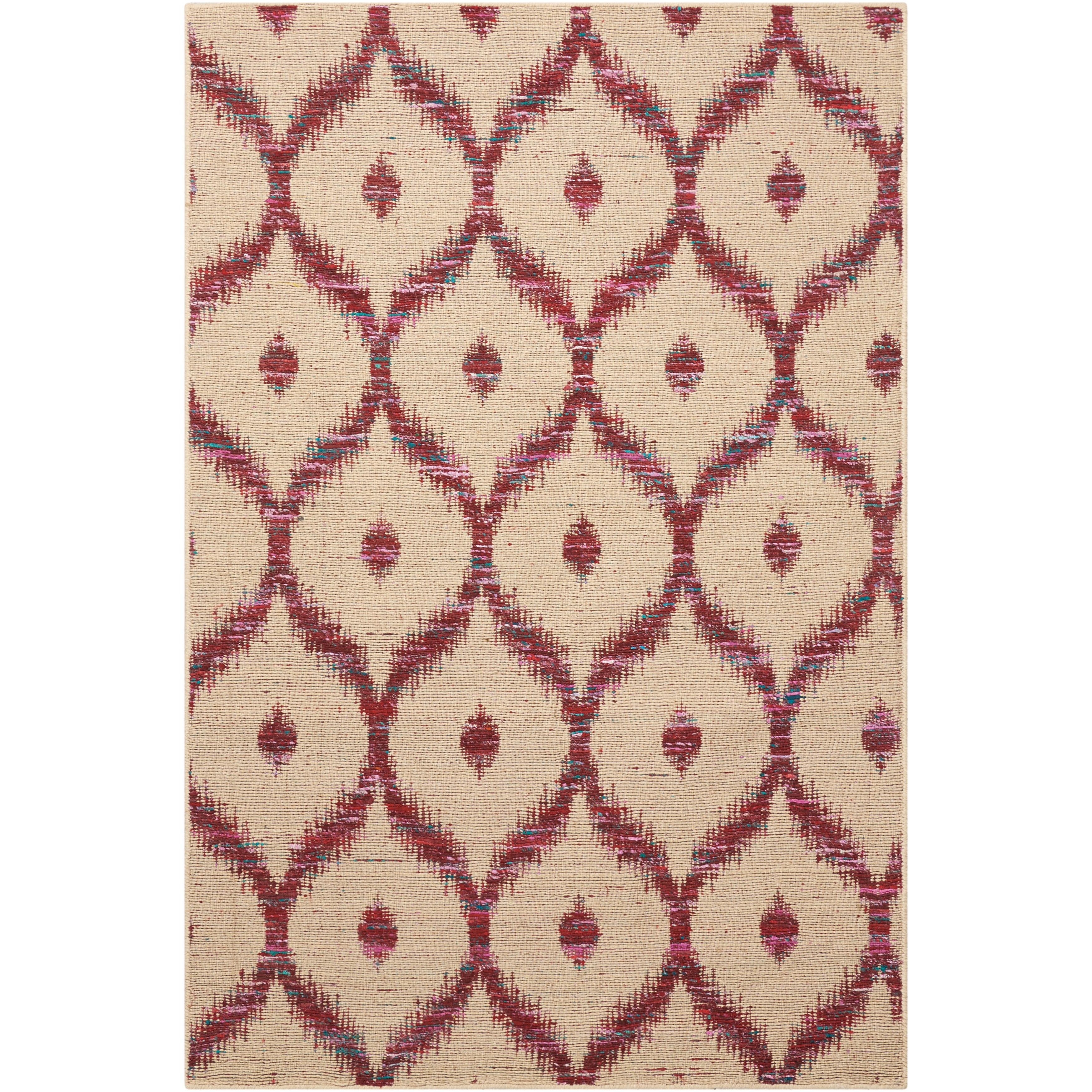 Nourison Spectrum Beige Burgundy Rug (53 X 75)