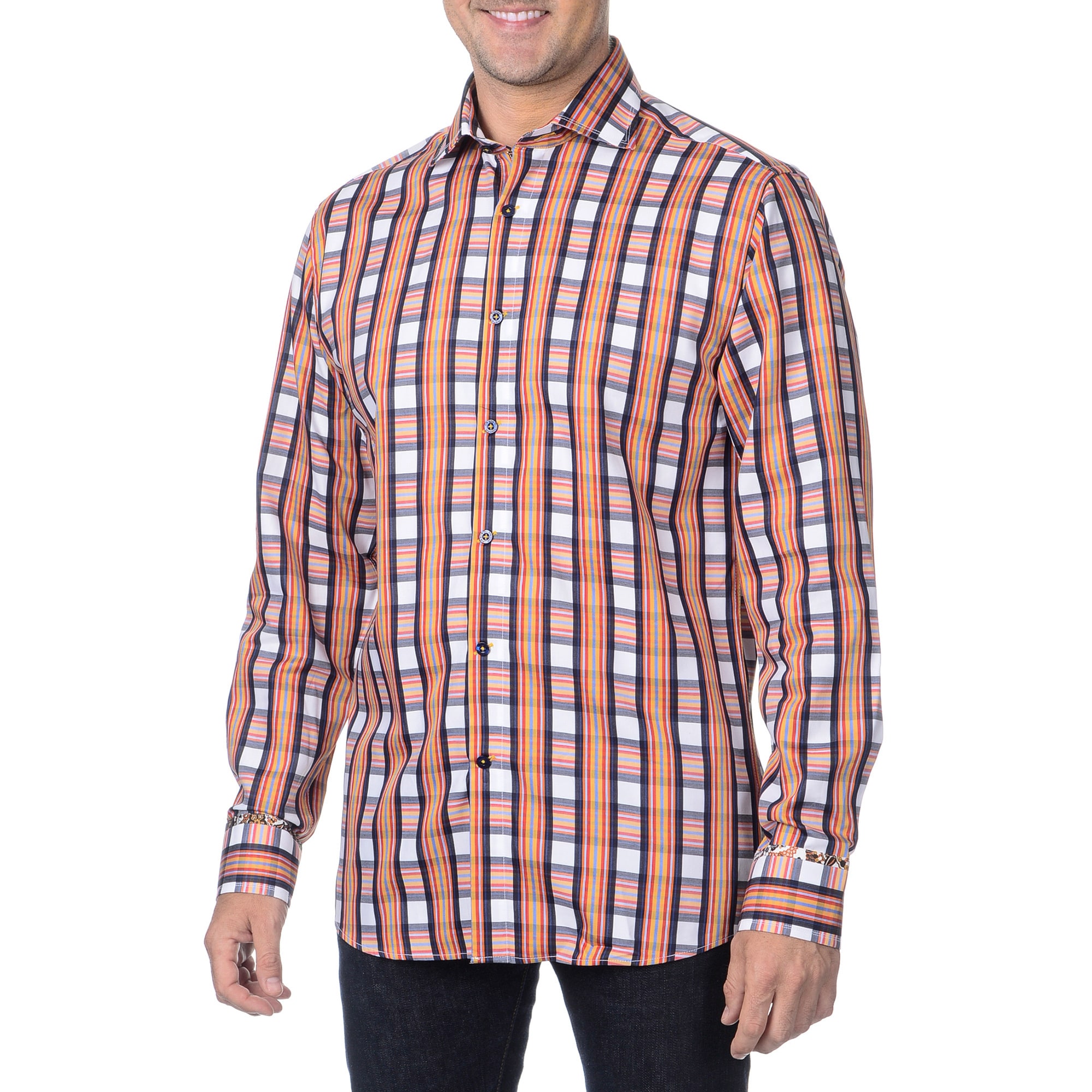 Franco Negretti Mens Plaid Woven Shirt