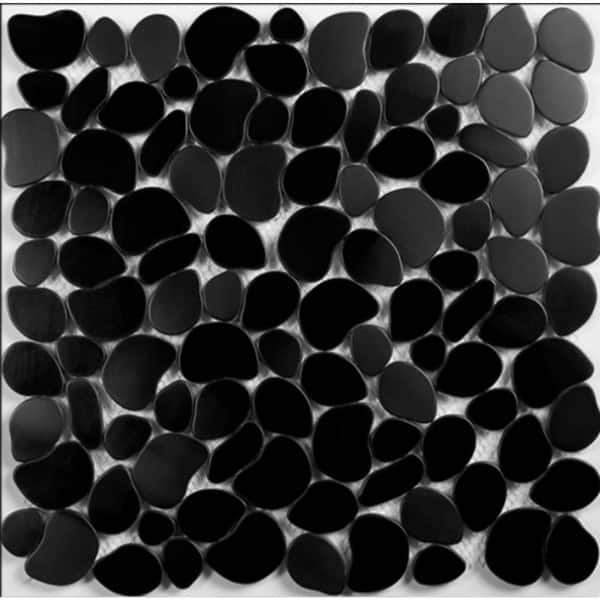 Black Pebble Mosaic Backsplash Kitchen Bathroom Tiles 12 Inch Tiles Set Of 7 Overstock 9176923
