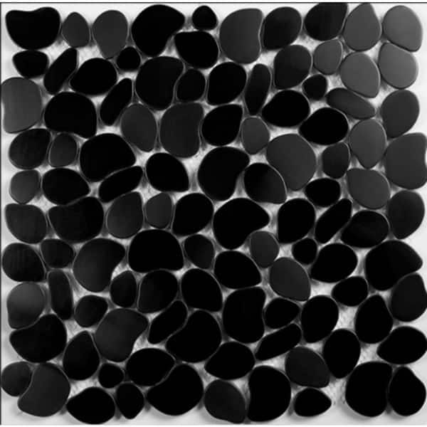 Black Pebble Mosaic Backsplash Kitchen Bathroom Tiles 12 Inch Black Pebble Mosaic Backsplash
