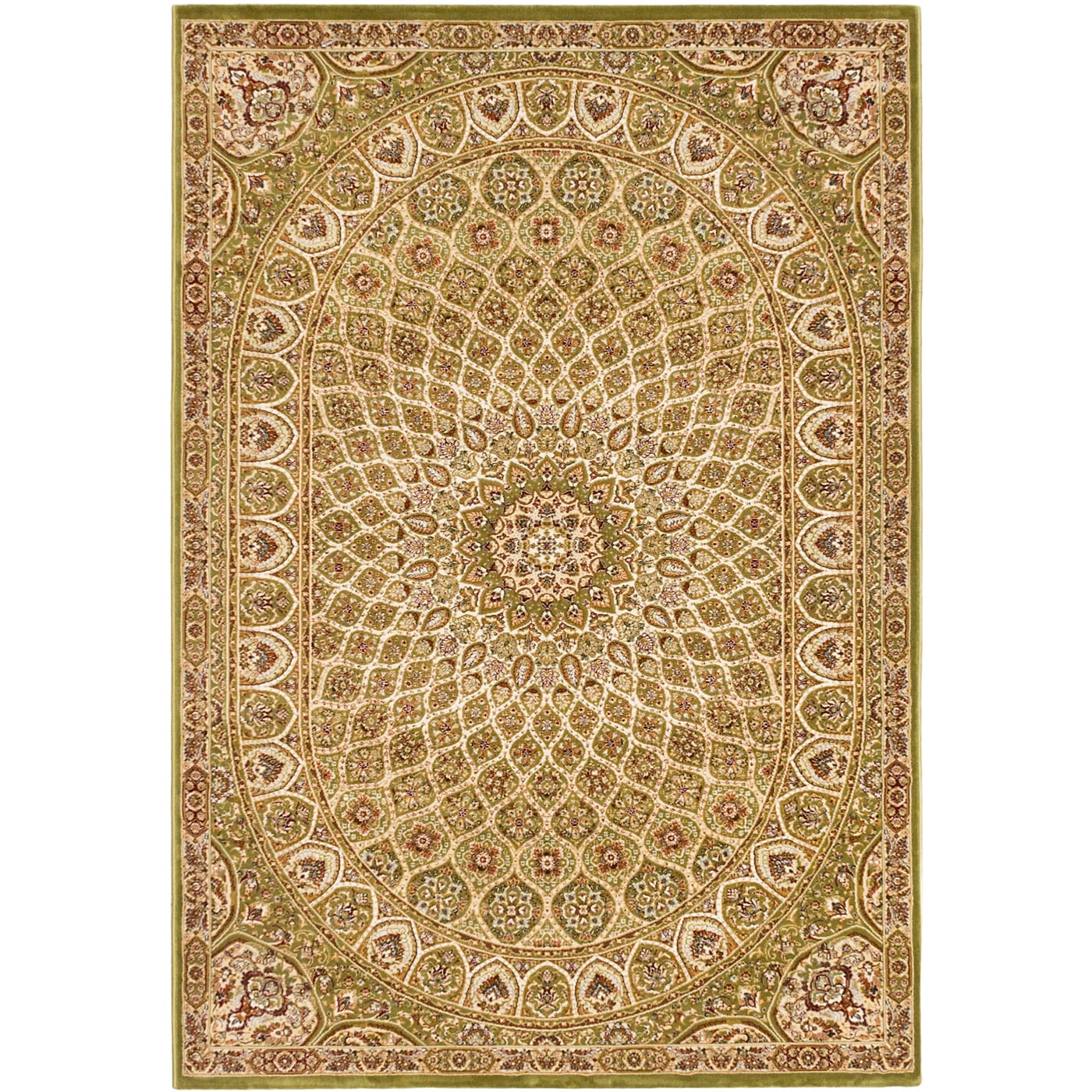 Persia Isfahan Light Green Medallion Rug (311 X 53)