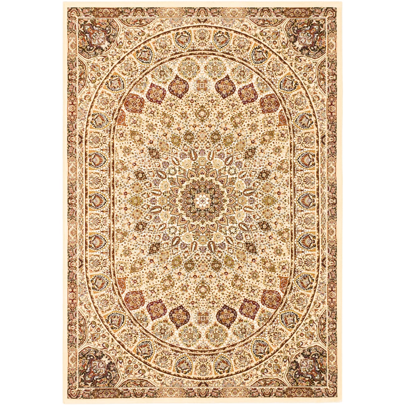 Persia Isfahan Cream Medallion Rug (53 X 77)