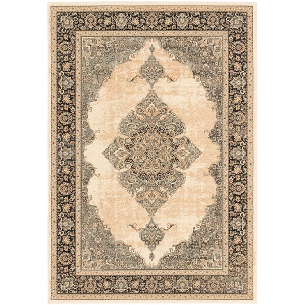 ECARPETGALLERY Machine Woven Shahrzad Kerman Cream, Ivory Polypropylene Rug - 7'10" x 11'2"