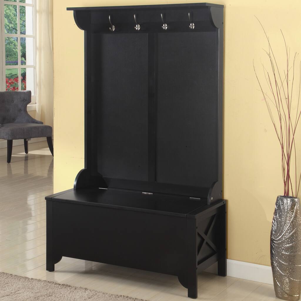 Copper Grove Heather Ebony Rub Thru Hall Tree with Storage Bench