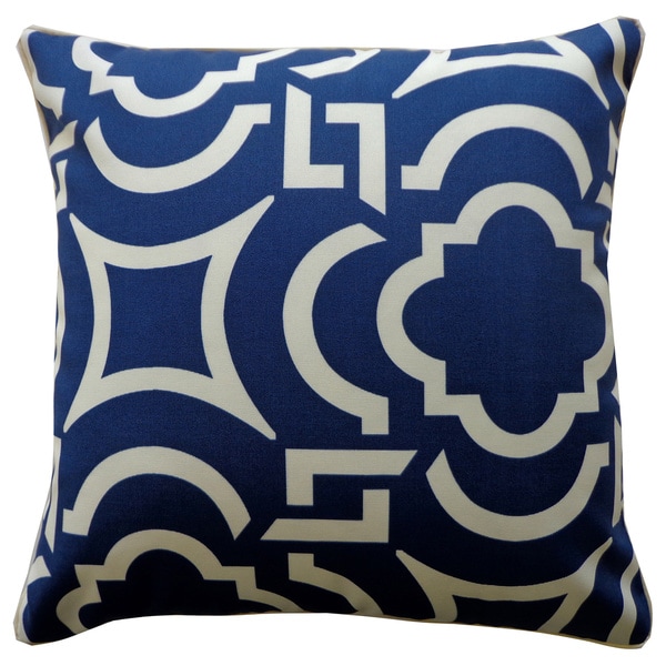 Handmade Lattice Blue Geometric Pillow - 20" x 20"