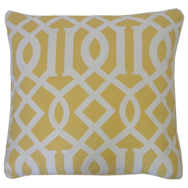 Handmade Lattice Yellow Geometric Pillow - 20" x 20"
