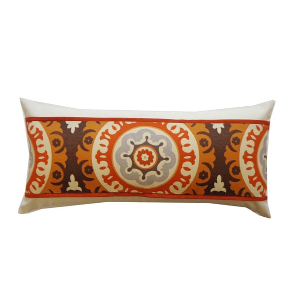 Handmade Zanihe Orange Geometric Pillow - 12" x 20"