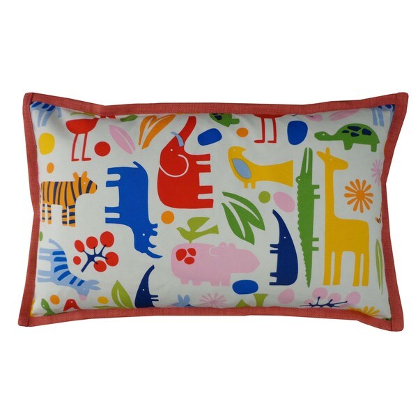 Handmade Playful Pink Kids Animal Print Pillow - 12" x 20"